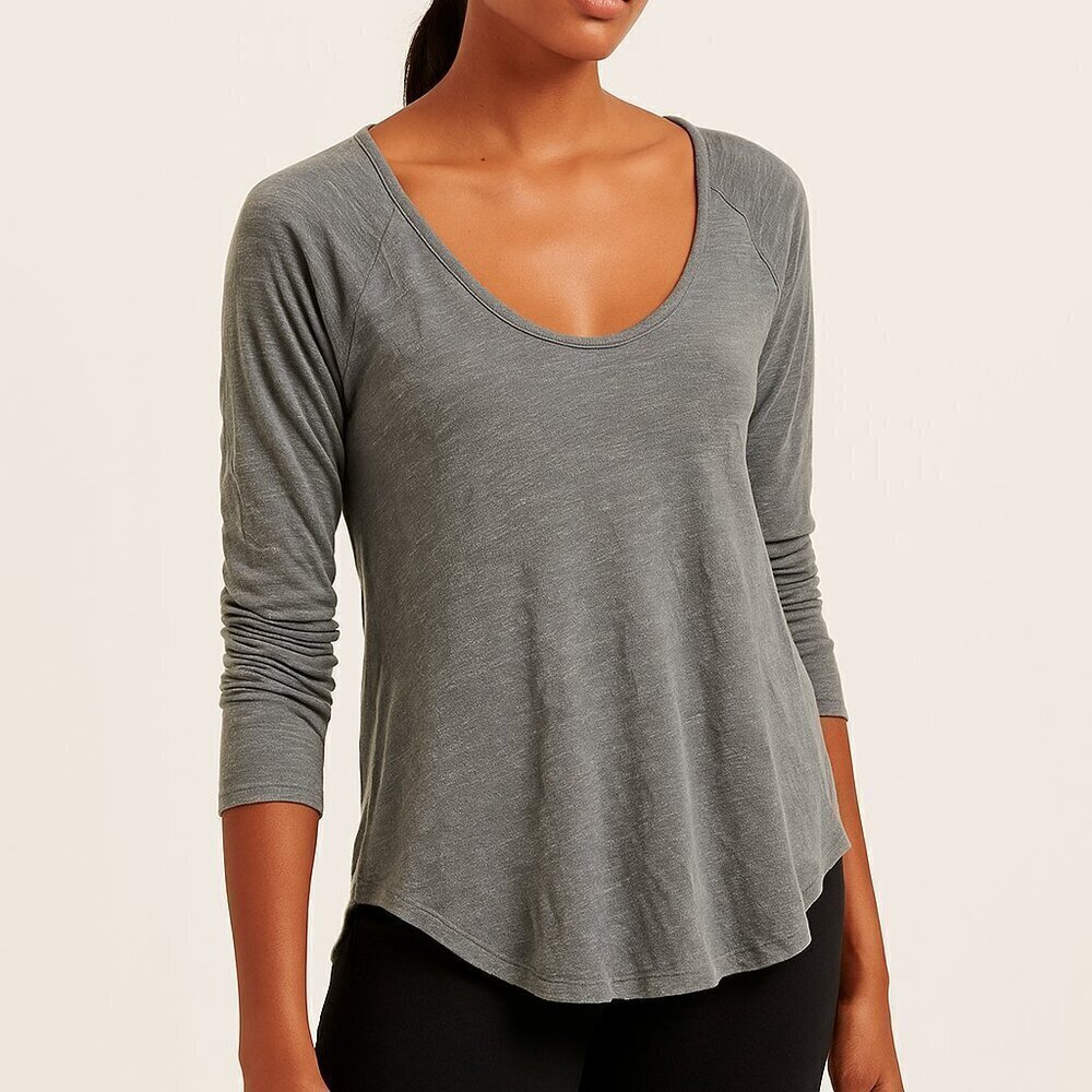 Madewell Anthem Scoop Tee Blue Gray Long Sleeve